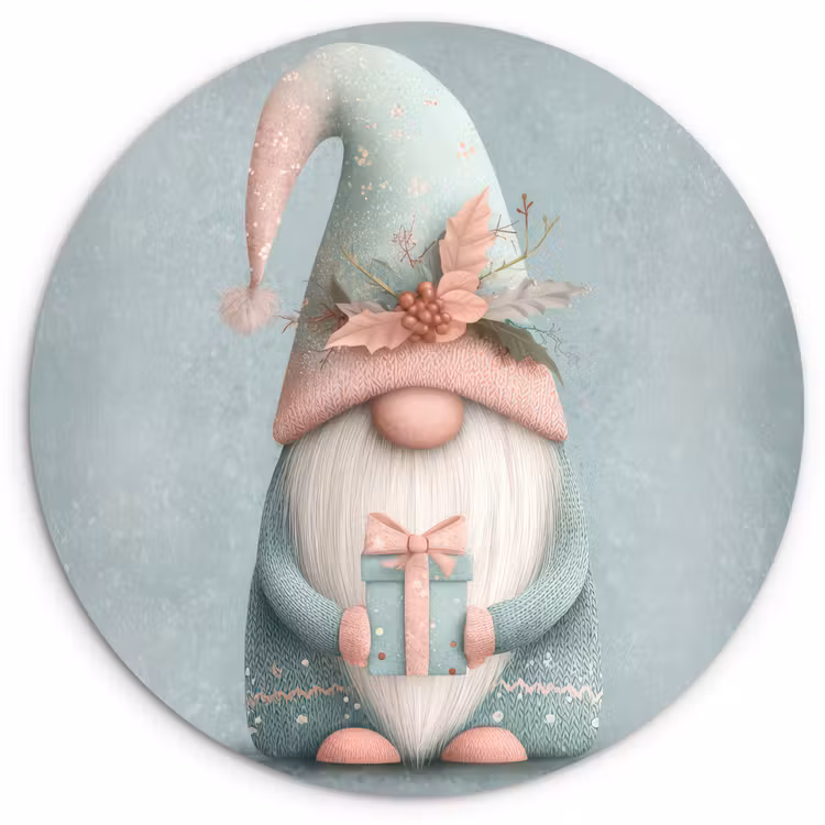 Kerstgnome - Cadeau - Groen Wandcirkel kunststof plaat 5mm dik klein -3d