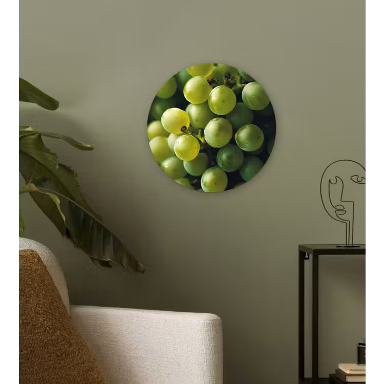Druiven - Tros - Groen Wandcirkel kunststof plaat 5mm dik klein -sfeer3