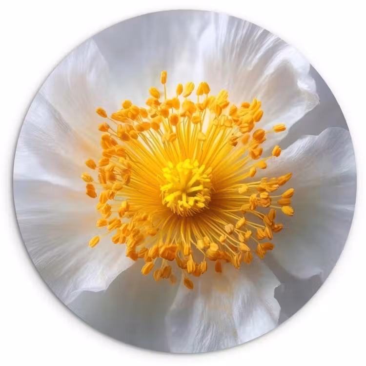 Wit - Bloem - Elegant Wandcirkel kunststof plaat 5mm dik klein -3d