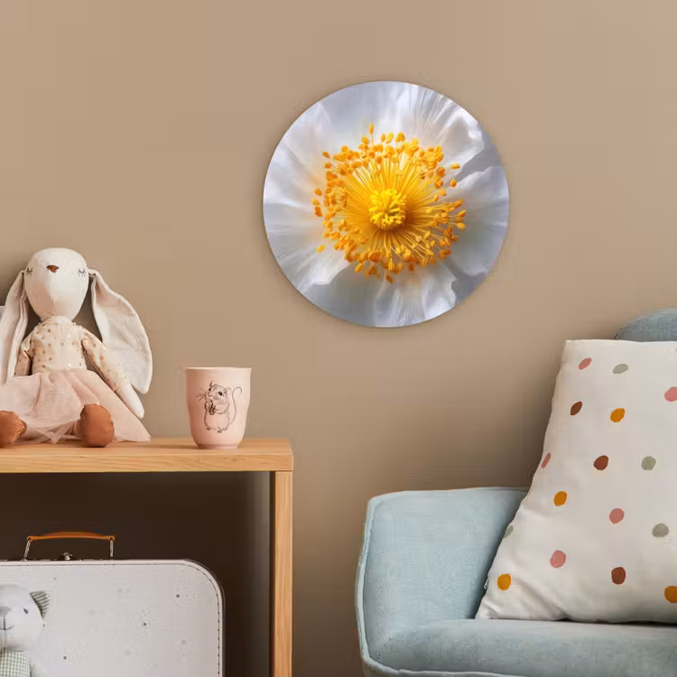 Wit - Bloem - Elegant Wandcirkel kunststof plaat 5mm dik klein -tsfeer1_kind