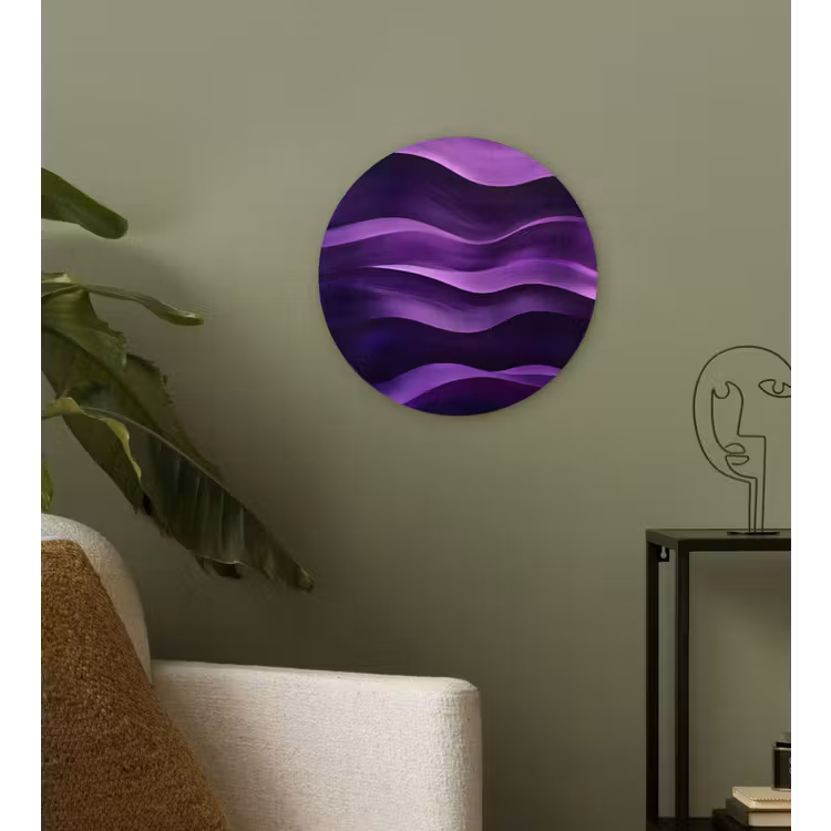 Golven - Abstract - Paars Wandcirkel kunststof plaat 5mm dik klein -sfeer3