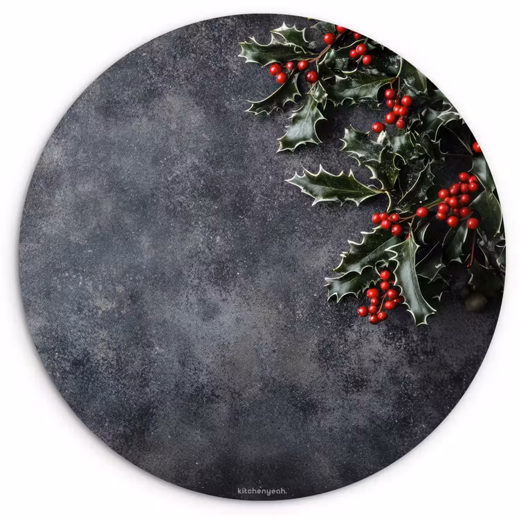 Winter - Hulst - Kerst - Beton Wandcirkel kunststof plaat 5mm dik klein -3d