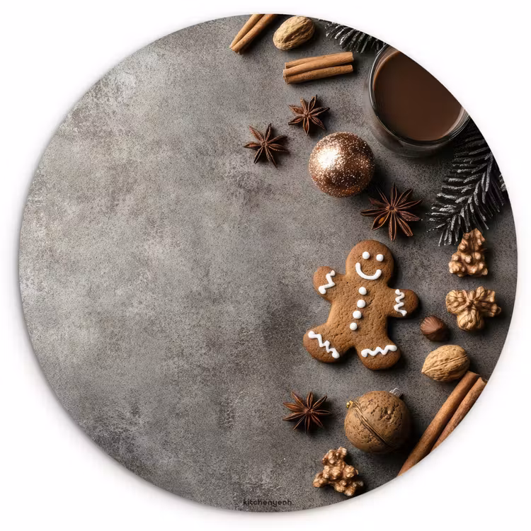 Winter - Kerst - Beton - Gingerbread man Wandcirkel kunststof plaat 5mm dik klein -3d