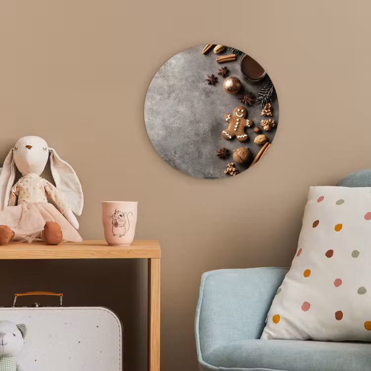 Winter - Kerst - Beton - Gingerbread man Wandcirkel kunststof plaat 5mm dik klein -tsfeer1_kind