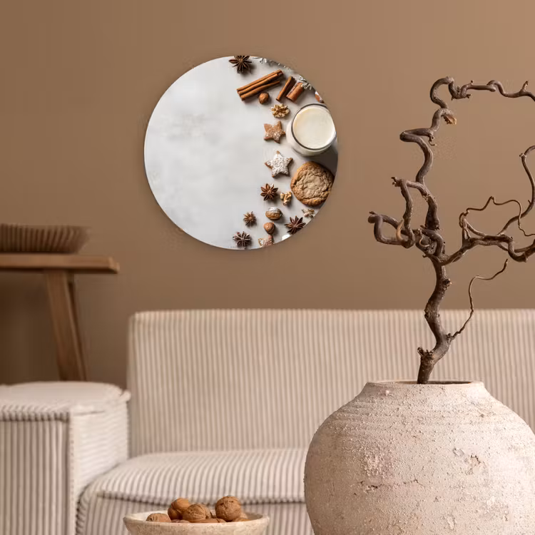 Winter - Kerst - Specerijen - Wit Wandcirkel kunststof plaat 5mm dik klein -sfeer1