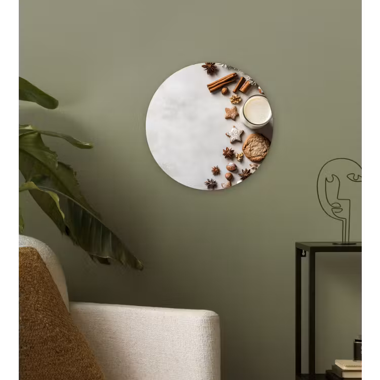 Winter - Kerst - Specerijen - Wit Wandcirkel kunststof plaat 5mm dik klein -sfeer3