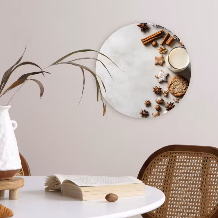 Winter - Kerst - Specerijen - Wit Wandcirkel kunststof plaat 5mm dik klein -sfeer4