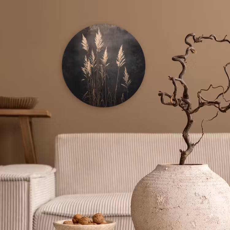 Siergras - Pluimen - Verlichting - Zwart Wandcirkel kunststof plaat 5mm dik klein -sfeer1