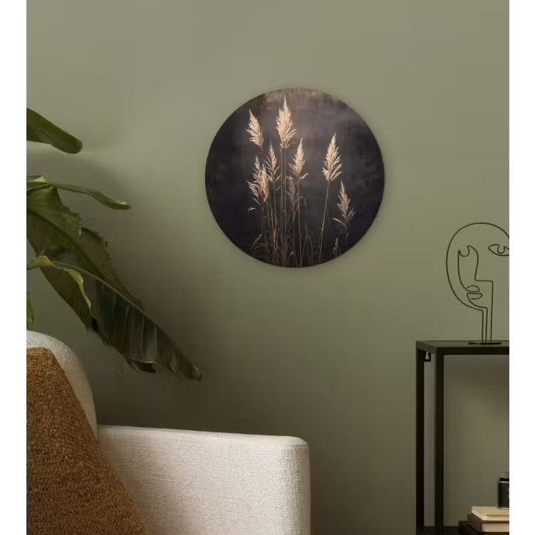 Siergras - Pluimen - Verlichting - Zwart Wandcirkel kunststof plaat 5mm dik klein -sfeer3