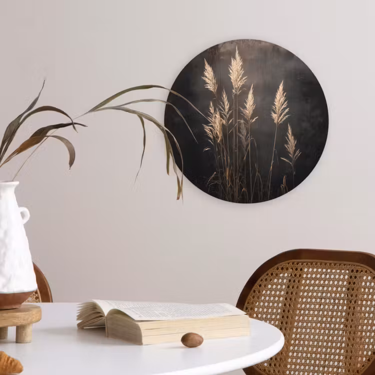 Siergras - Pluimen - Verlichting - Zwart Wandcirkel kunststof plaat 5mm dik klein -sfeer4