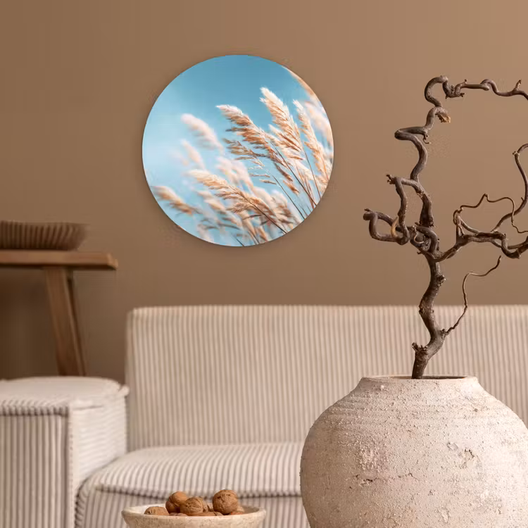 Siergras - Wind - Lichtbruin Wandcirkel kunststof plaat 5mm dik klein -sfeer1