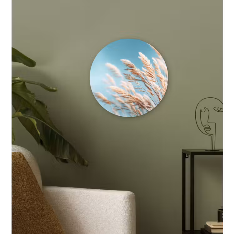 Siergras - Wind - Lichtbruin Wandcirkel kunststof plaat 5mm dik klein -sfeer3