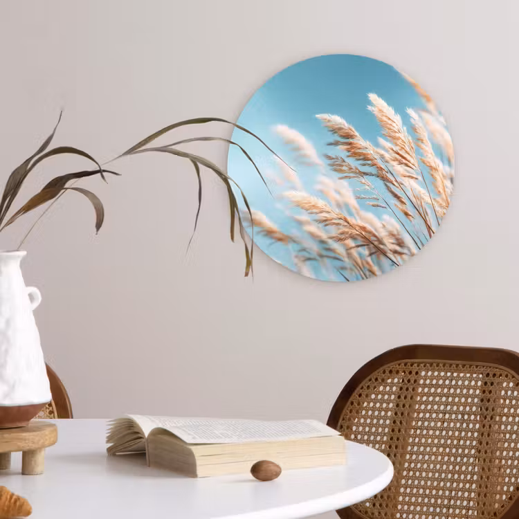 Siergras - Wind - Lichtbruin Wandcirkel kunststof plaat 5mm dik klein -sfeer4