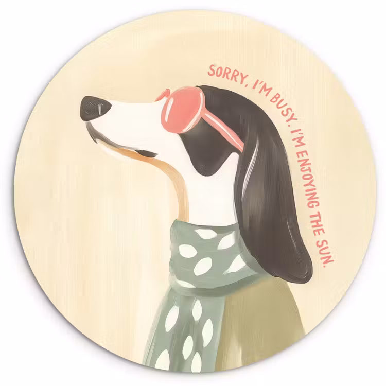Quote - Hond - Zonnebril Wandcirkel kunststof plaat 5mm dik klein -3d