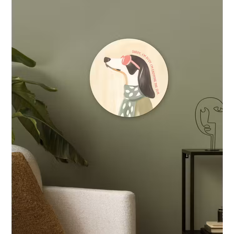 Quote - Hond - Zonnebril Wandcirkel kunststof plaat 5mm dik klein -sfeer3