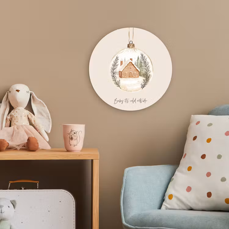 Quote - Winter - Kerst - Beige - Kerstbal Wandcirkel kunststof plaat 5mm dik klein -tsfeer1_kind