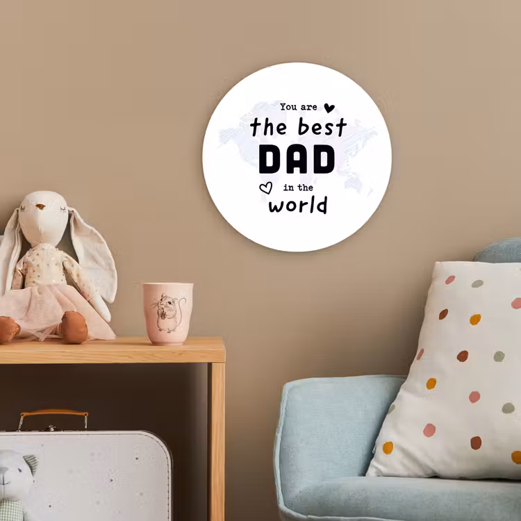 Quotes - The best dad in the world - Spreuken - Papa Wandcirkel kunststof plaat 5mm dik klein -tsfeer1_kind