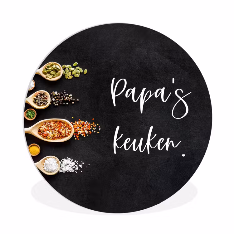 Quotes - Spreuken - Keuken - Papa's keuken - Papa Wandcirkel kunststof plaat 5mm dik klein -3d