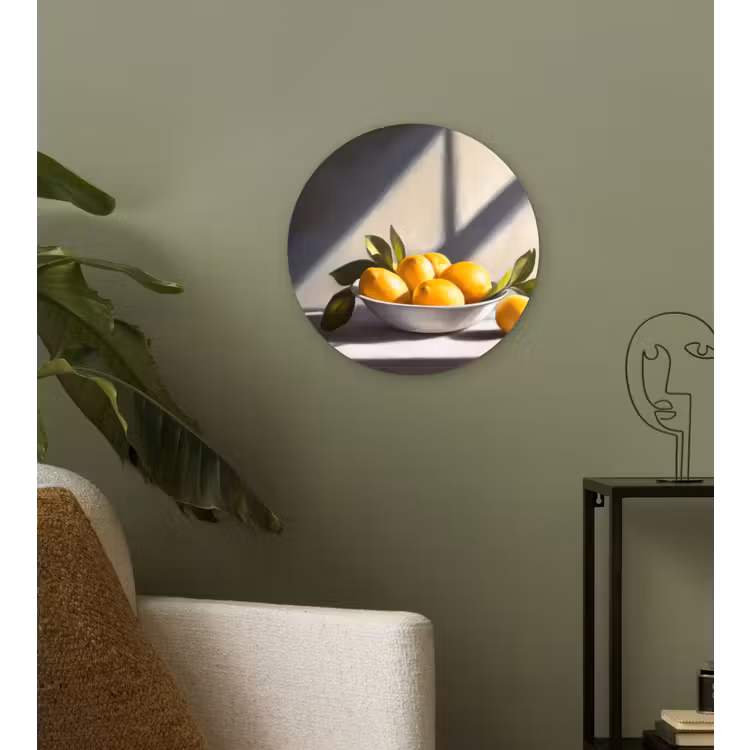 Citroenen - Stilleven - Geel Wandcirkel kunststof plaat 5mm dik klein -sfeer3