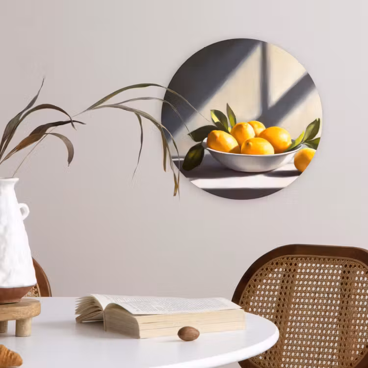 Citroenen - Stilleven - Geel Wandcirkel kunststof plaat 5mm dik klein -sfeer4