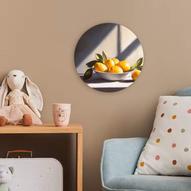 Citroenen - Stilleven - Geel Wandcirkel kunststof plaat 5mm dik klein -tsfeer1_kind