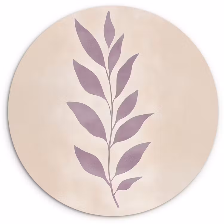 Tak - Bladeren - Minimalistisch - Beige Wandcirkel kunststof plaat 5mm dik klein -3d