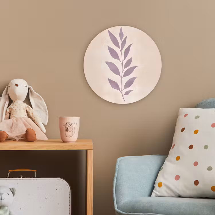 Tak - Bladeren - Minimalistisch - Beige Wandcirkel kunststof plaat 5mm dik klein -tsfeer1_kind
