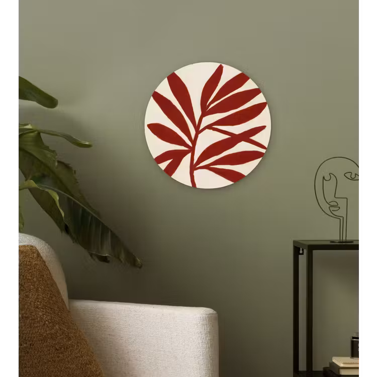 Tak - Bladeren - Rood Wandcirkel kunststof plaat 5mm dik klein -sfeer3