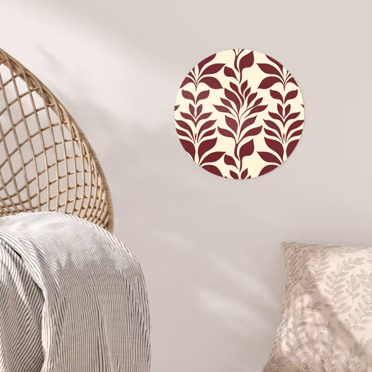 Abstract - Bladeren - Burgundy Wandcirkel behangsticker klein 186 -sfeer4