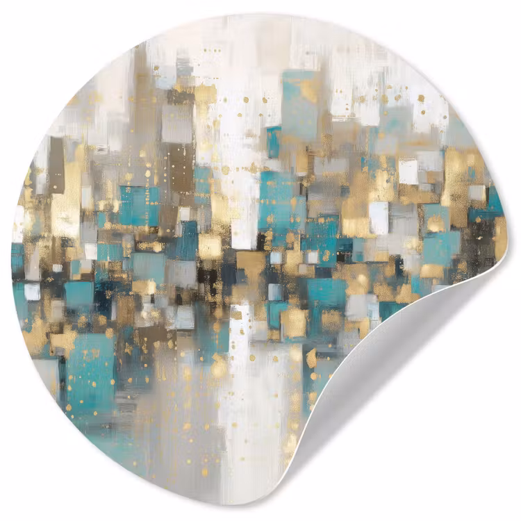 Abstract - Blokken - Goud - Skyline Wandcirkel behangsticker klein -3d