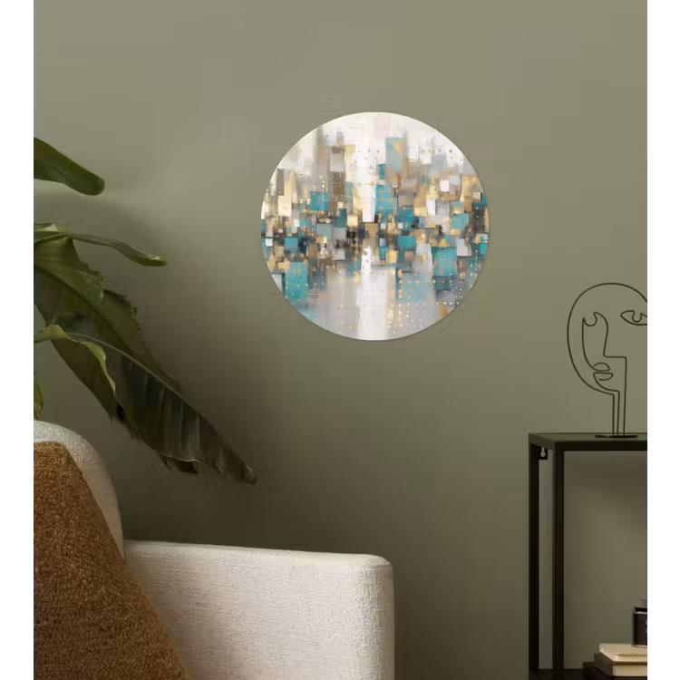 Abstract - Blokken - Goud - Skyline Wandcirkel behangsticker klein -sfeer2