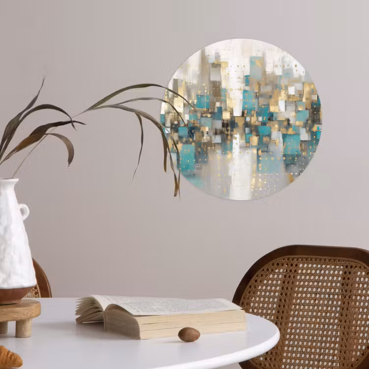 Abstract - Blokken - Goud - Skyline Wandcirkel behangsticker klein -sfeer3