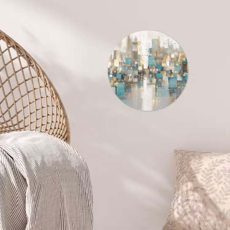 Abstract - Blokken - Goud - Skyline Wandcirkel behangsticker klein -sfeer4