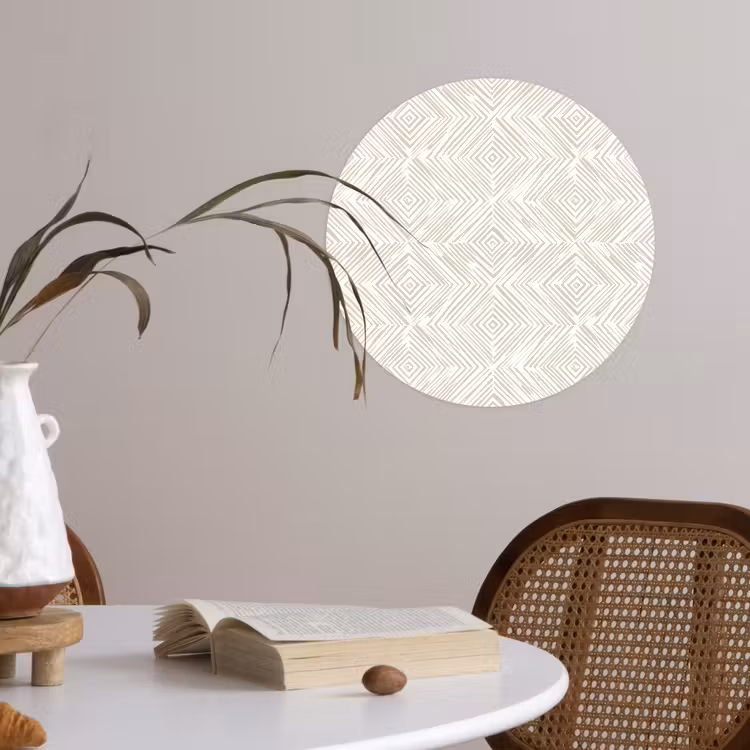 Abstract - Ruiten - Beige Wandcirkel behangsticker klein 186 -sfeer3
