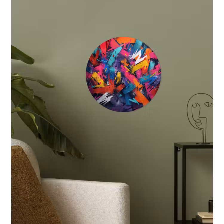 Abstract - Explosie - Neonkleuren Wandcirkel behangsticker klein -sfeer2