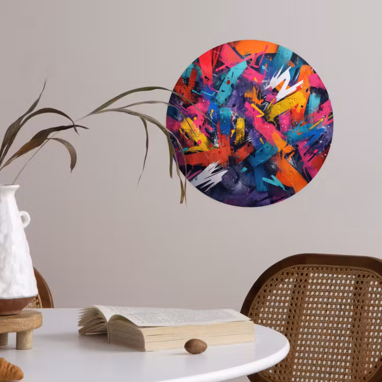 Abstract - Explosie - Neonkleuren Wandcirkel behangsticker klein -sfeer3