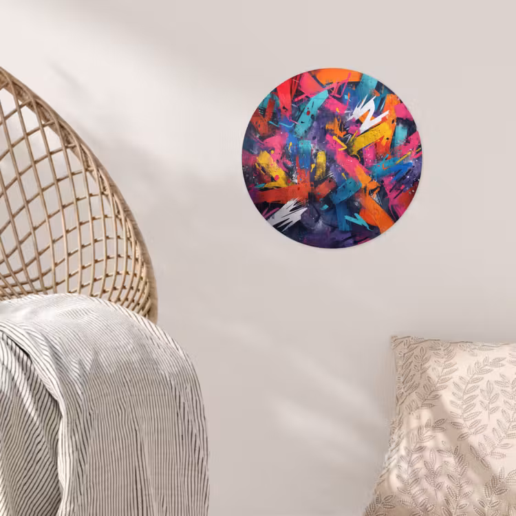 Abstract - Explosie - Neonkleuren Wandcirkel behangsticker klein -sfeer4