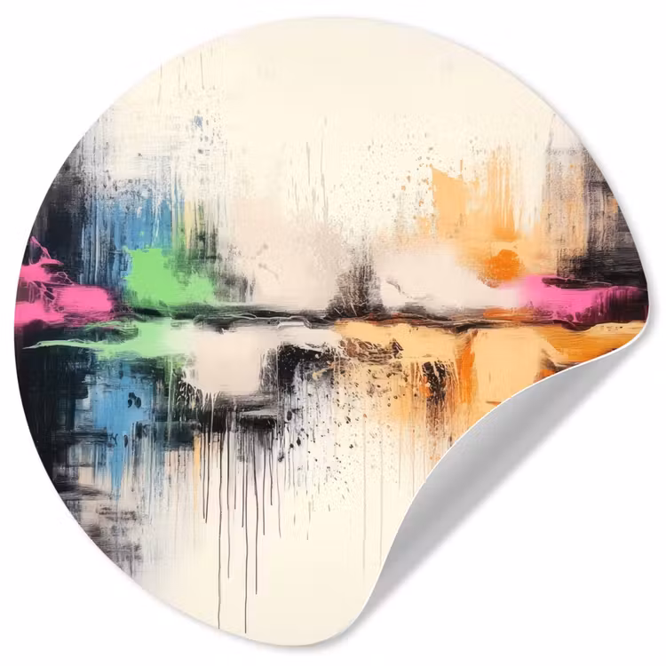 Abstract - Kleurexplosie - Landschap Wandcirkel behangsticker klein -3d