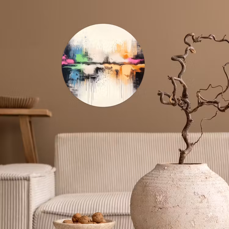 Abstract - Kleurexplosie - Landschap Wandcirkel behangsticker klein -sfeer1
