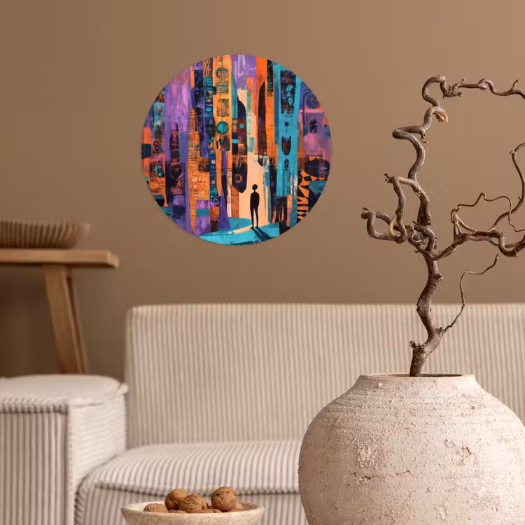 Abstract - Figuren - Kleurrijk Wandcirkel behangsticker klein -sfeer1