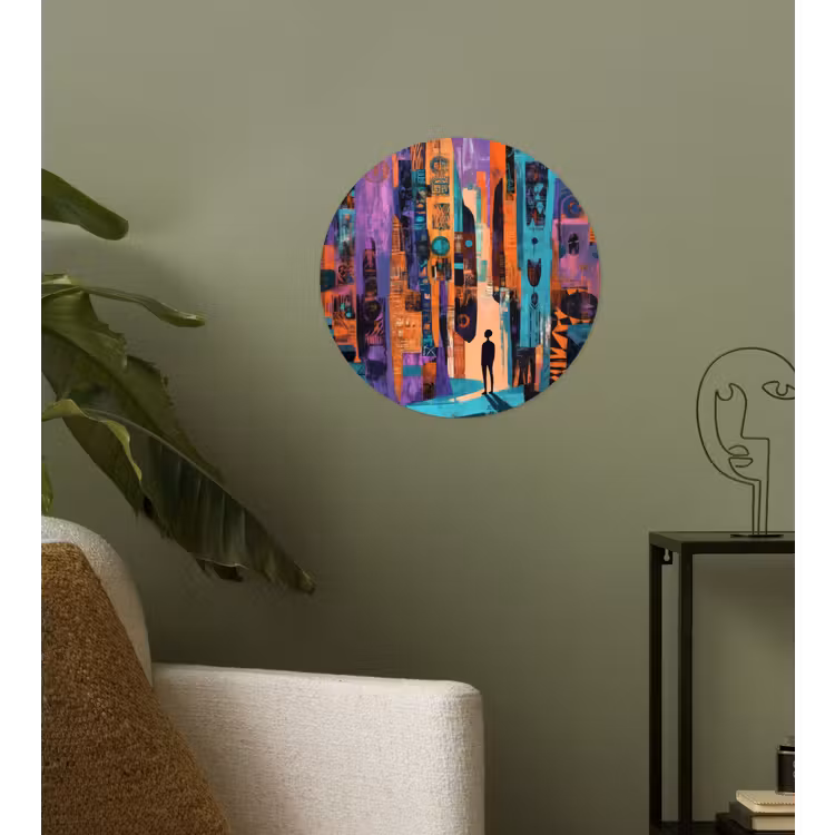 Abstract - Figuren - Kleurrijk Wandcirkel behangsticker klein -sfeer2