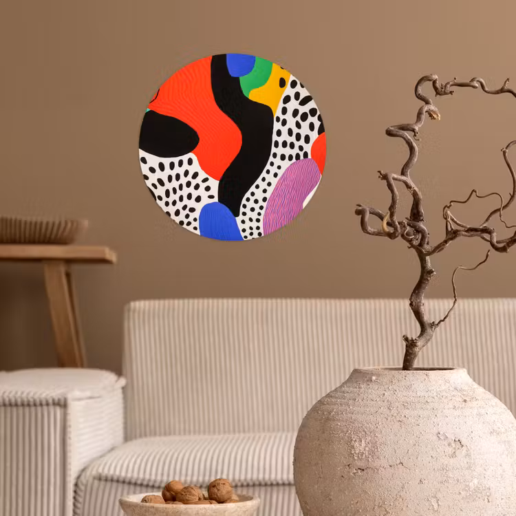 Abstract - Vormen - Kleuren - Stippen Wandcirkel behangsticker klein -sfeer1