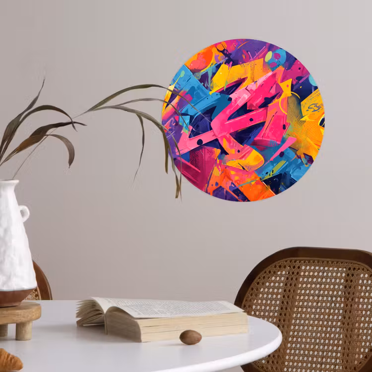 Abstract - Vormen - Kleurrijk Wandcirkel behangsticker klein -sfeer3