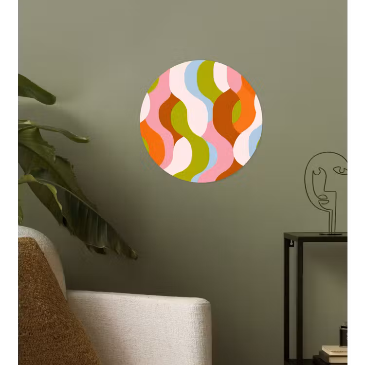 Abstract - Vormen - Roze Wandcirkel behangsticker klein -sfeer2