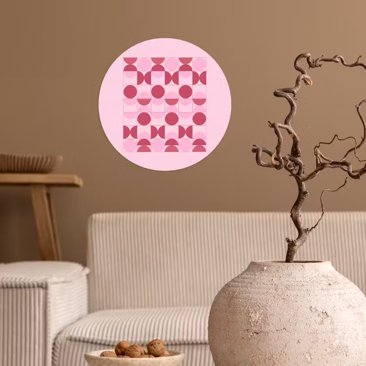 Abstract - Geometrisch - Cirkels - Roze - Modern Wandcirkel behangsticker klein -sfeer1