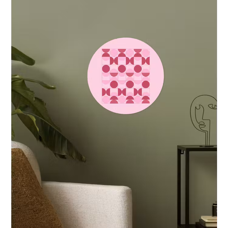 Abstract - Geometrisch - Cirkels - Roze - Modern Wandcirkel behangsticker klein -sfeer2
