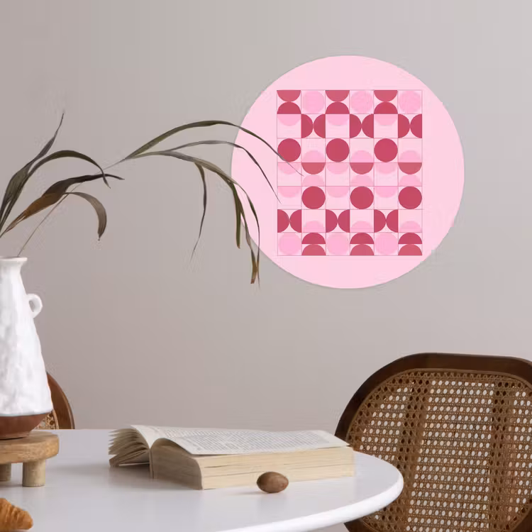 Abstract - Geometrisch - Cirkels - Roze - Modern Wandcirkel behangsticker klein -sfeer3