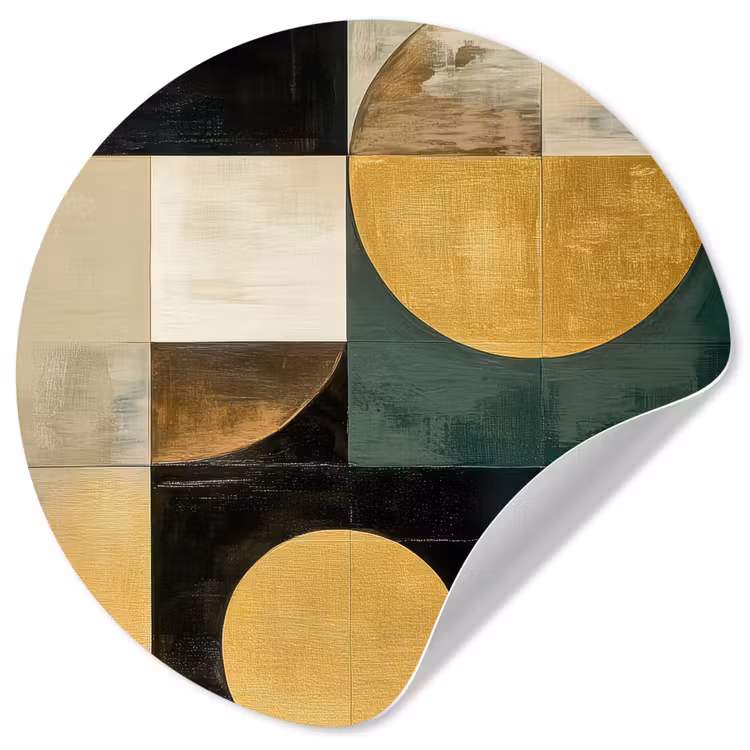Abstract - Goud - Brons - Vormen - Geometrisch Wandcirkel behangsticker klein -3d