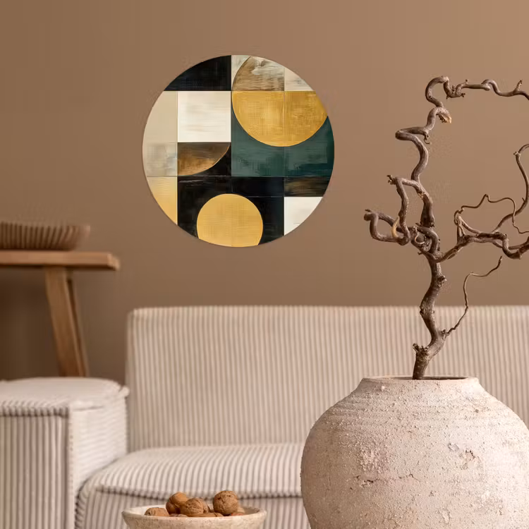 Abstract - Goud - Brons - Vormen - Geometrisch Wandcirkel behangsticker klein -sfeer1