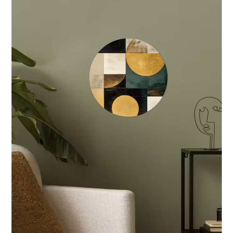 Abstract - Goud - Brons - Vormen - Geometrisch Wandcirkel behangsticker klein -sfeer2